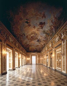 Vista de la logia con fresco en el techo que representa la apoteosis de la Segunda Dinastía Medici, 1670-88